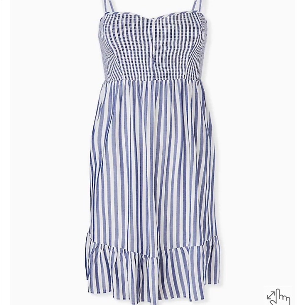 NWT - Torrid 0/12 - Blue/White Stripe Sweetheart Challis Dress